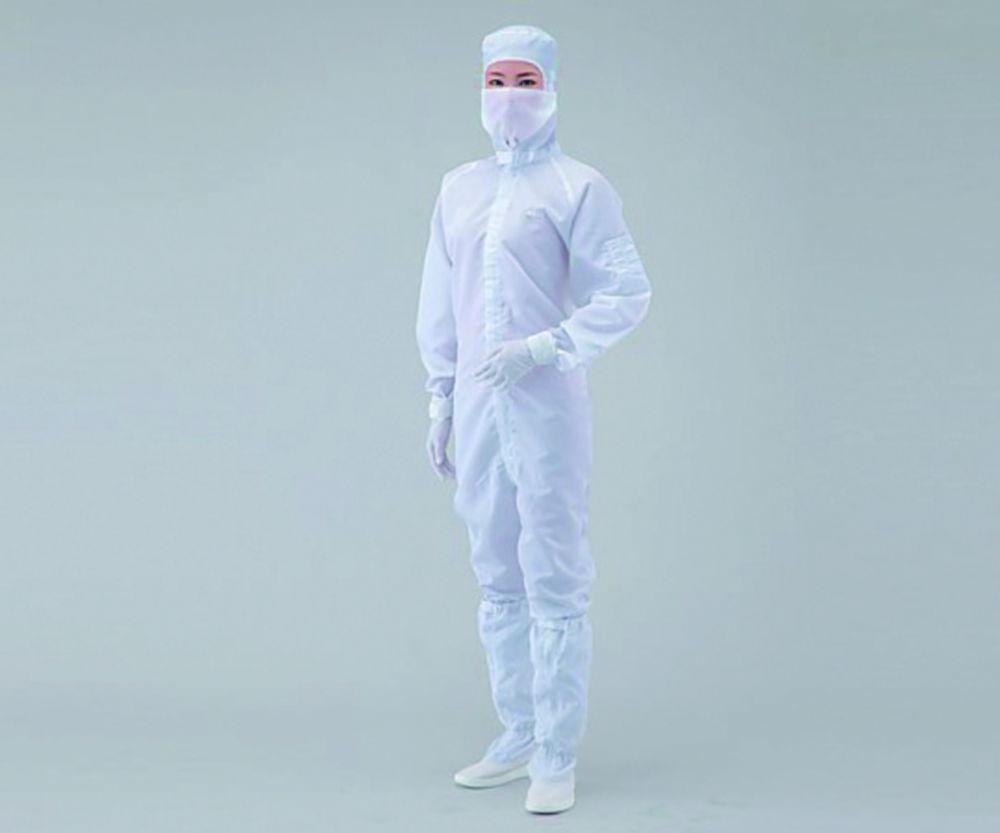 As One ASPURE Overall for Cleanroom, Blue, Polyester, with Hood, Front Zip, Type 11120BB, Size XS