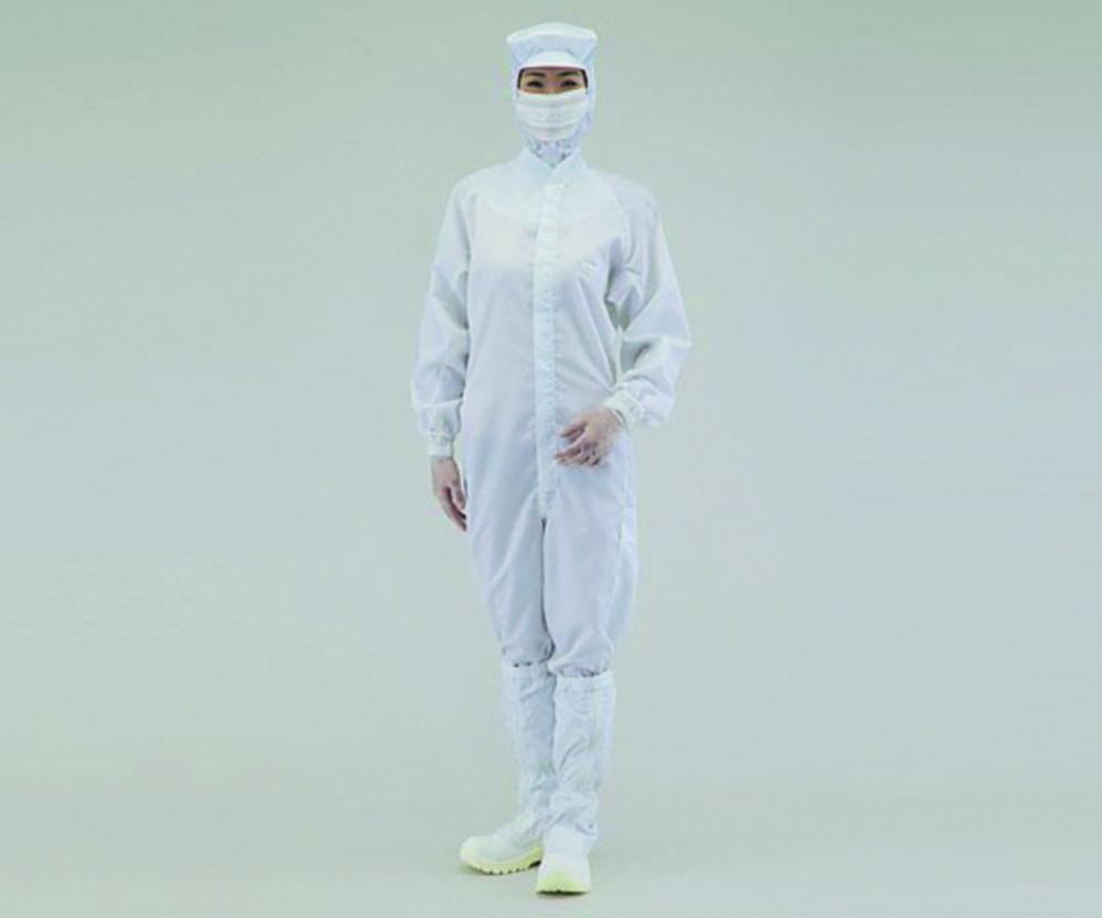 As One ASPURE Cleanroom Overall, White Polyester, Front Zip, Type 22110SW, Size XXS