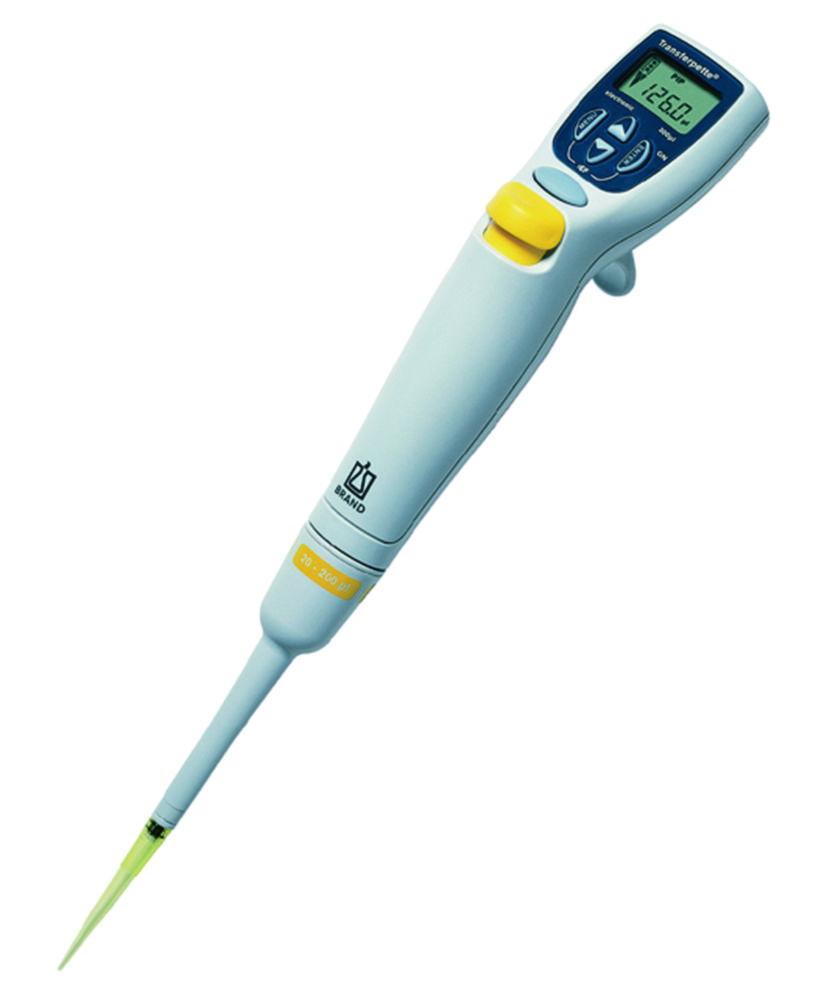 BRAND Transferpette Electronic Single-Channel Pipette (100–1000 µL) with AC Charger – UK/Ireland