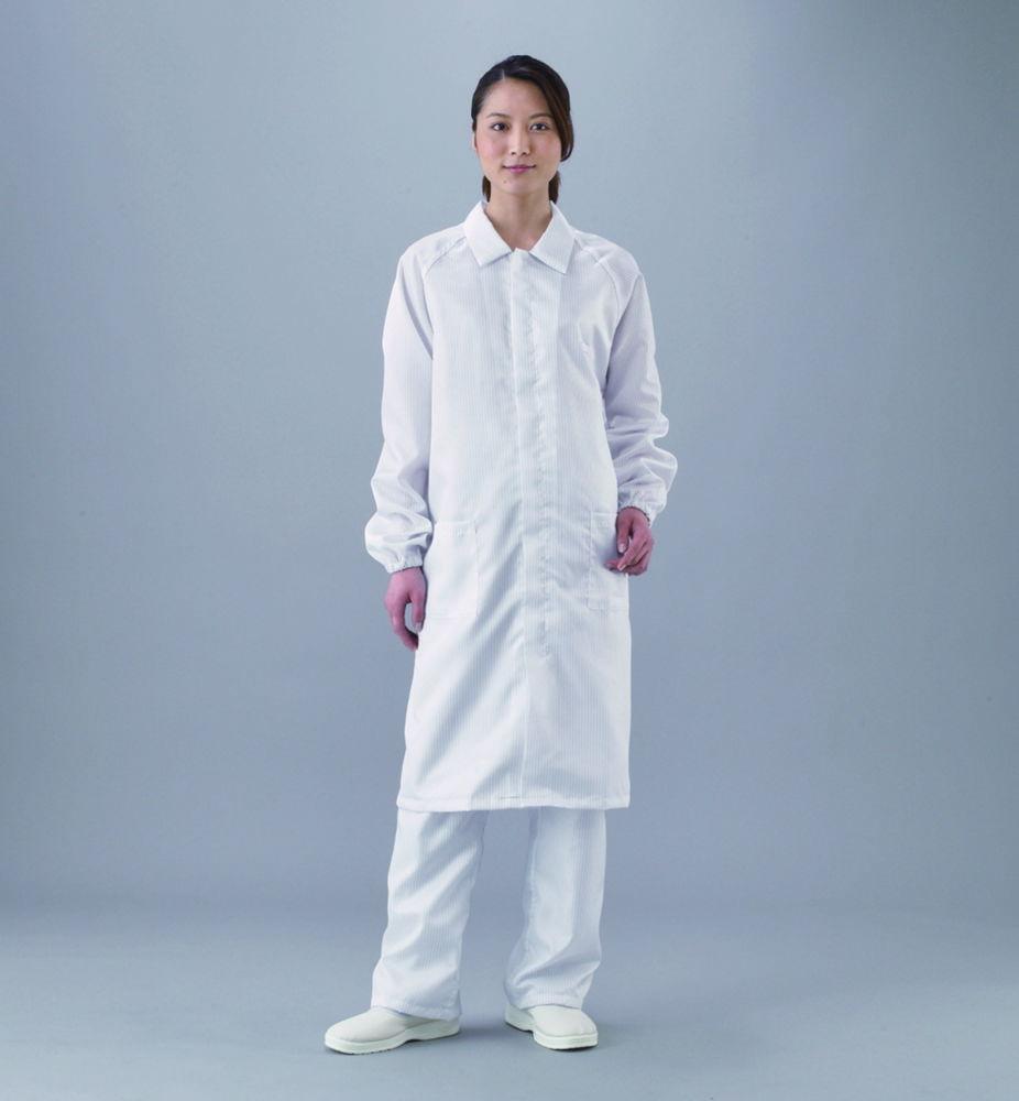 As One ASPURE Clean Room Coat Fastener Type XXS2367-Z White, Size XL

