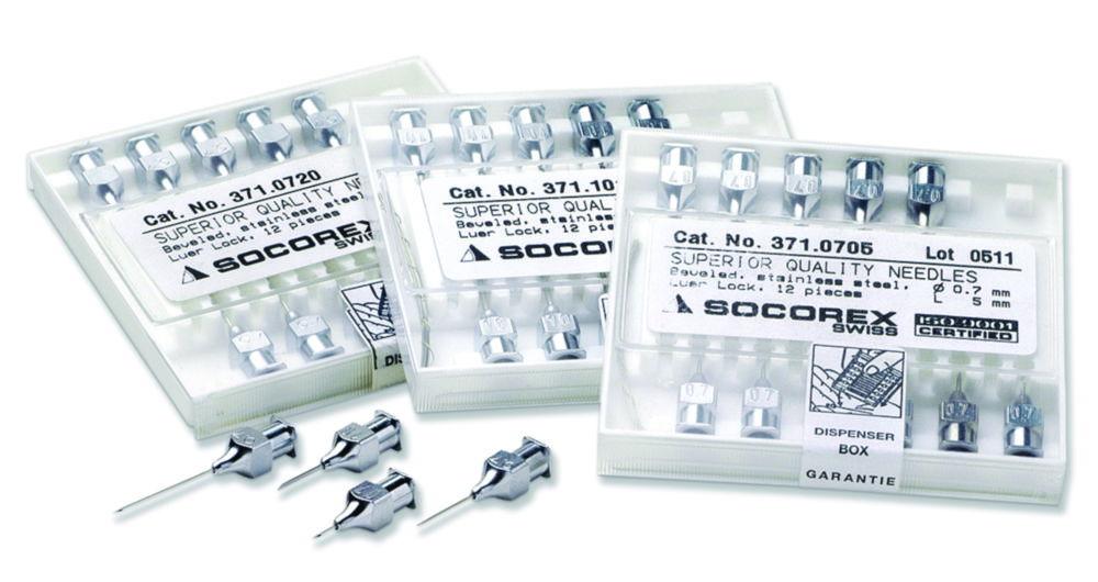 SOCOREX High Quality Needles 0.7x13 mm 22G x 1/2", Luer Lock, Stainless Steel, Pointed, Autoclavable, Pack of 12