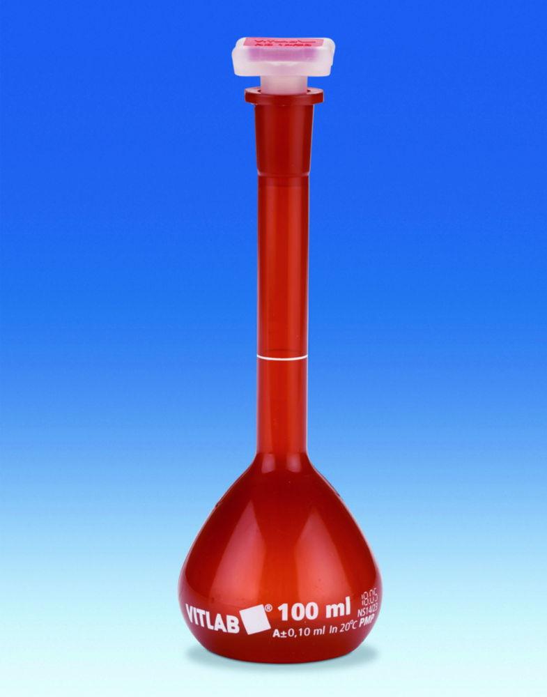 VITLAB Volumetric Flask 1000 Ml Opaque PMP Class A With Stopper NS 24/29 With Batch Certificate

