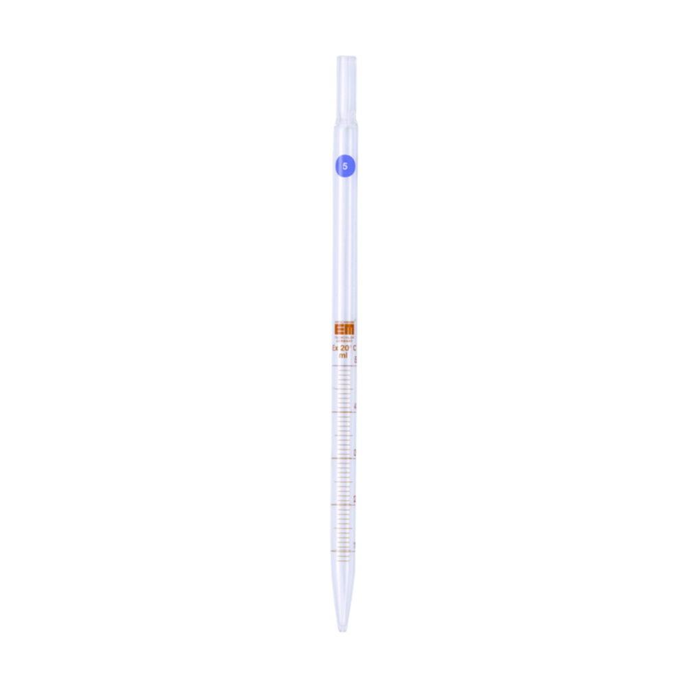 Hirschmann Laborgeräte 25:0.2 mL Graduated Pipette for Tissue Culture, AR Glass, Amber Graduation, 230 mm, with mouth piece for cotton plug