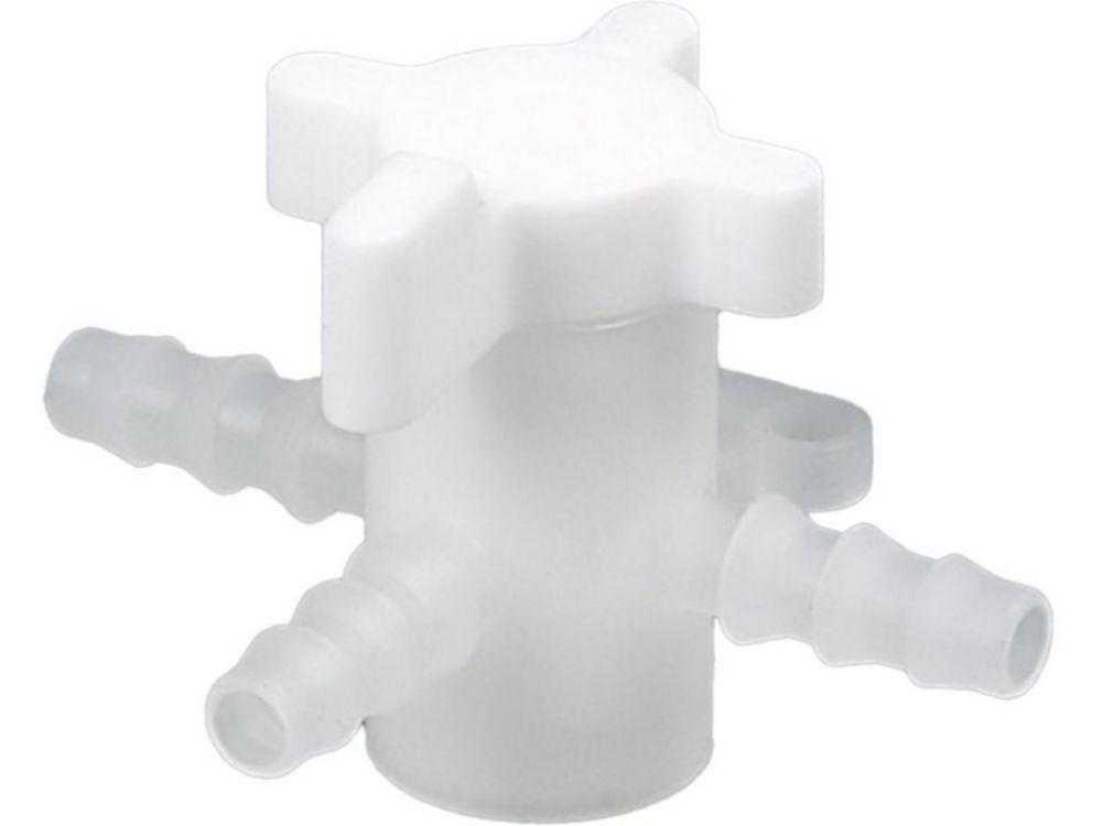 Bürkle 3-Way Stopcock, PVDF, Bore 4 mm for Tubing Bore 5-7 mm