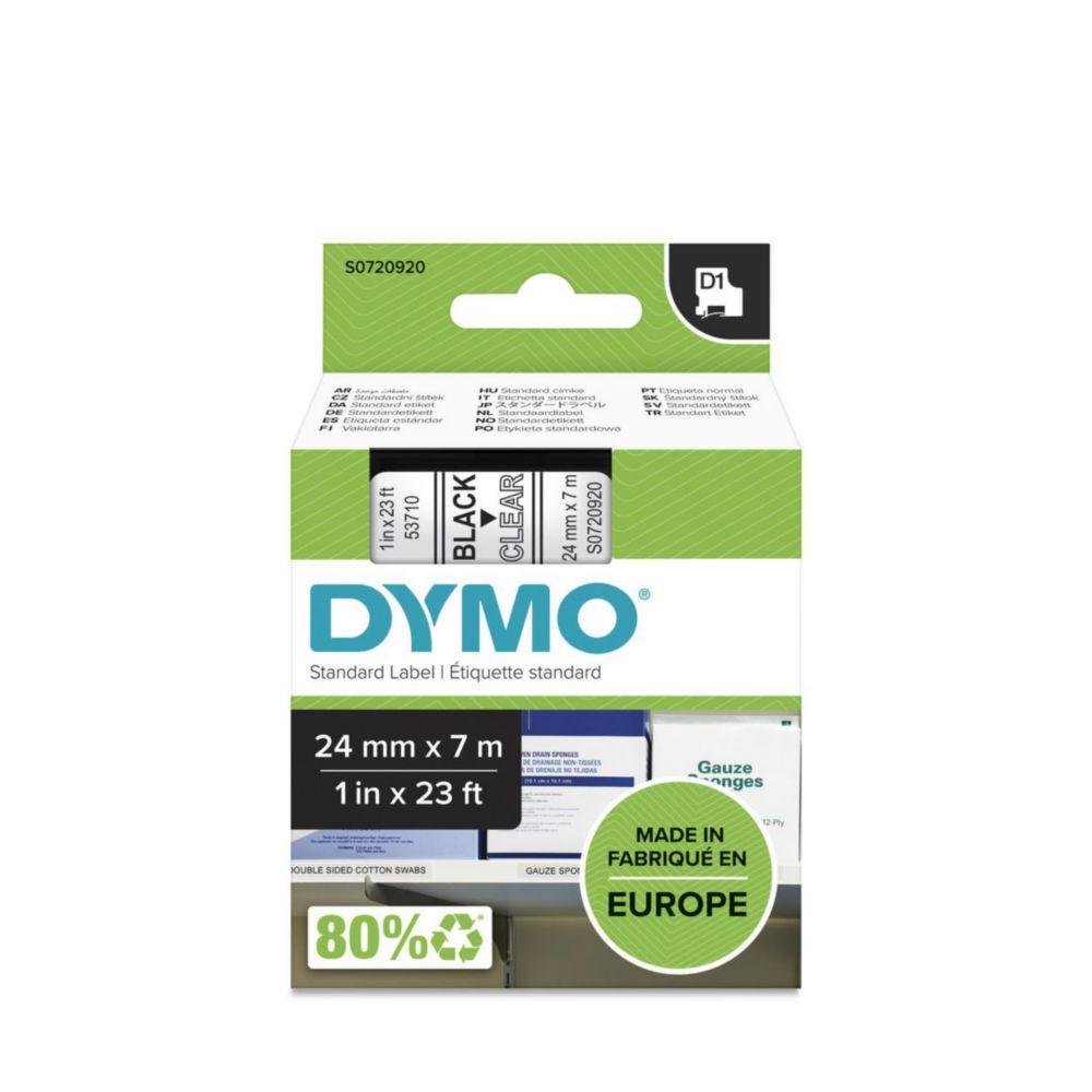 Dymo D1-Tape, 24mm x 7m Black on Clear

