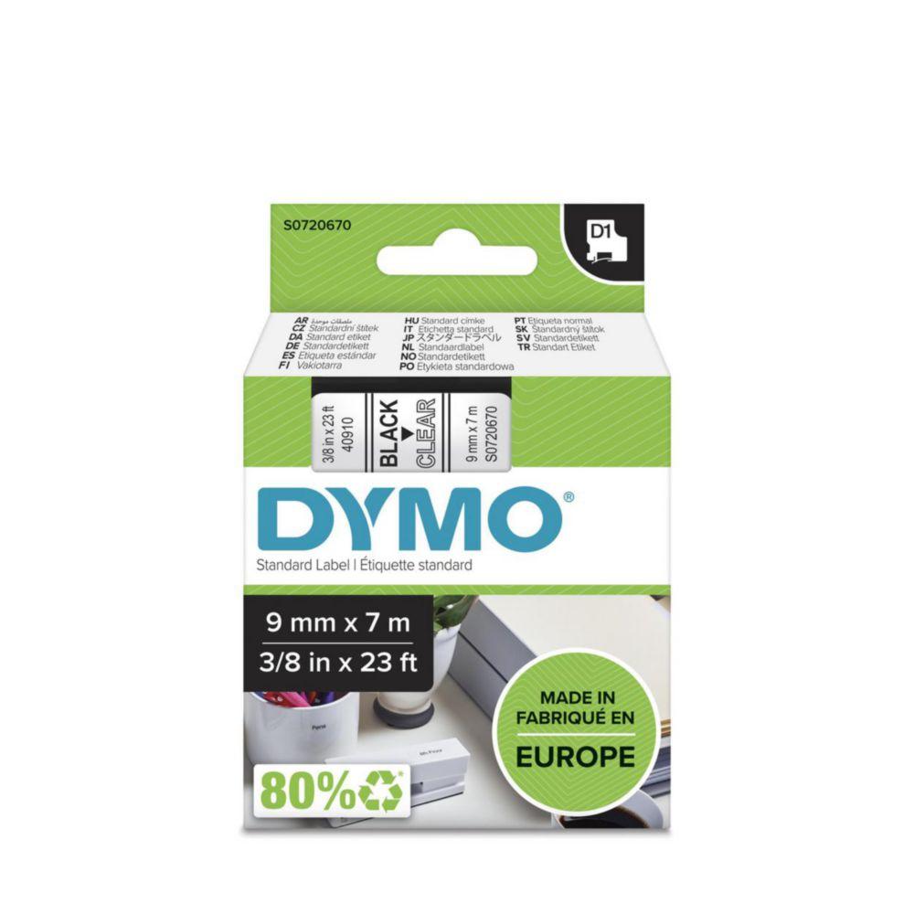 Dymo D1 Tape (9mm x 7m, Black on Clear)

