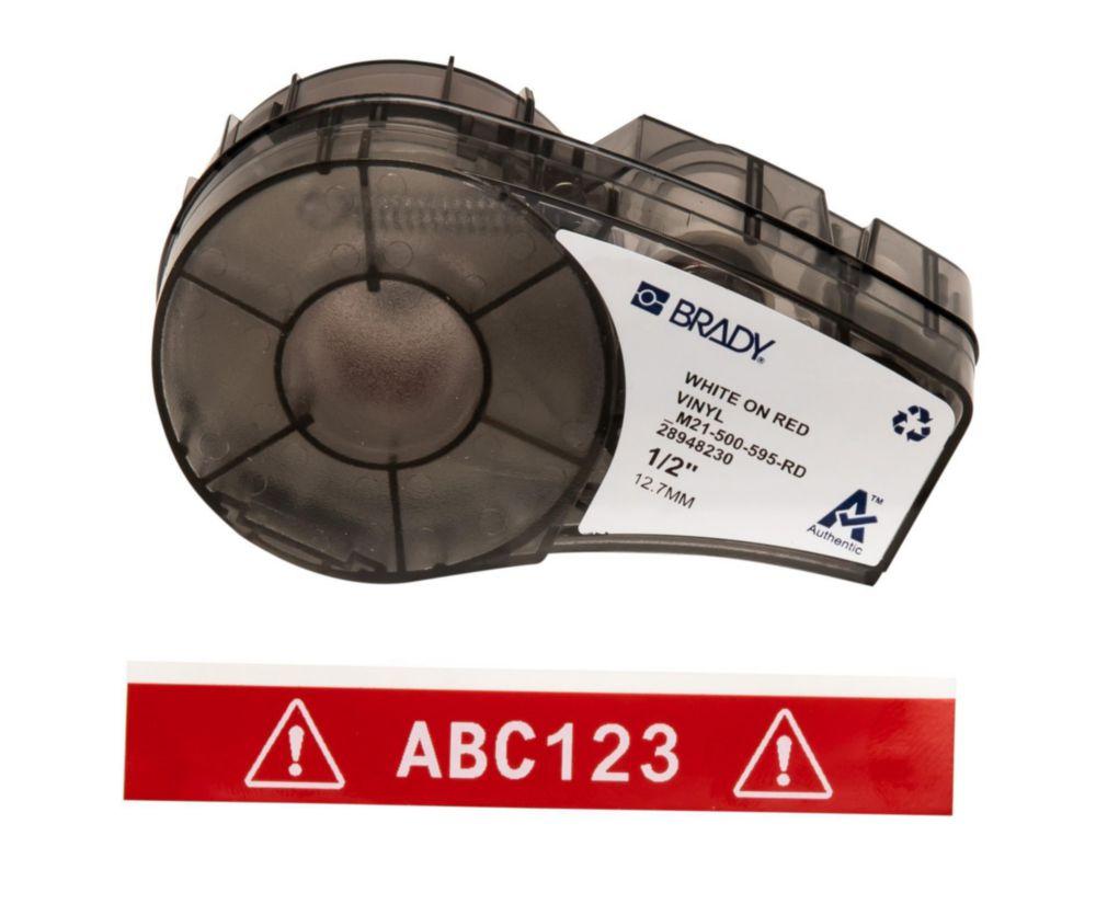 Brady Labels M21-500-595-RD 12.7x6.4m, Black on Red, Self-Adhesive, Box of 6.4 m
