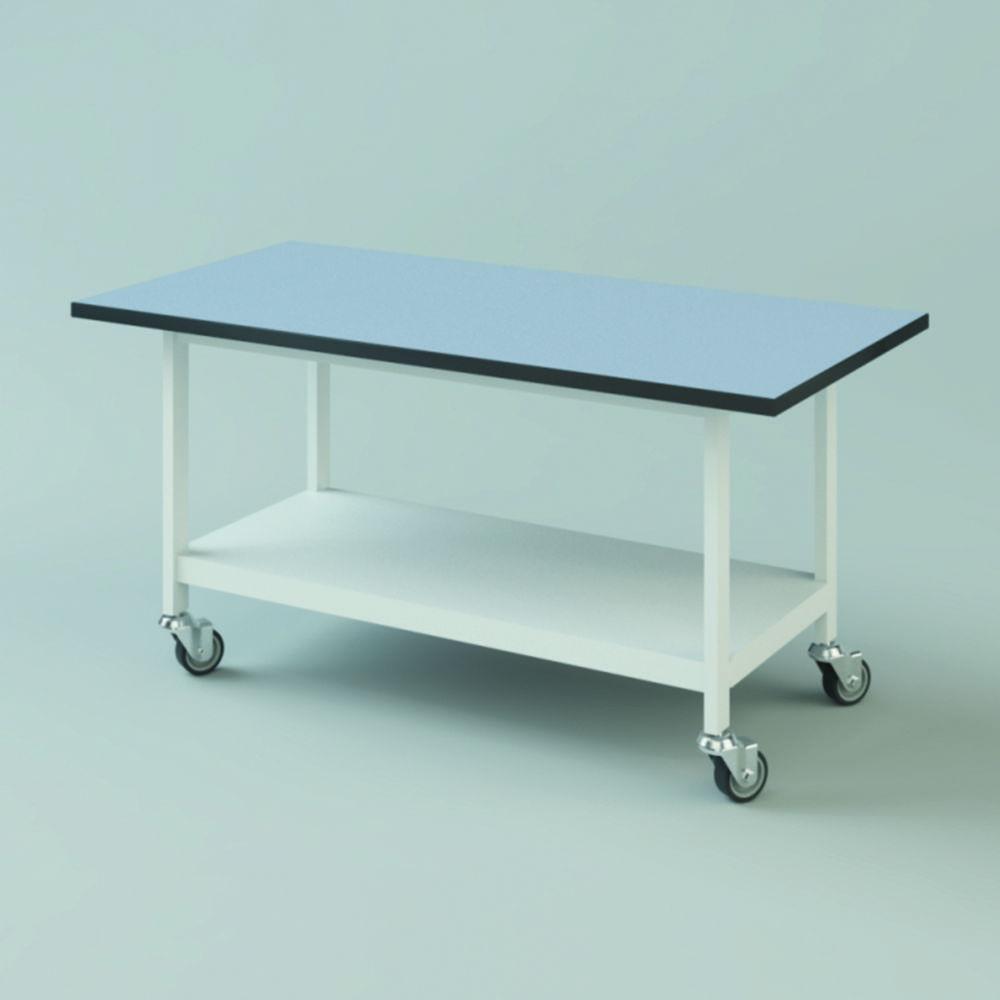 Heavy-duty table, TopResist 1500x750x750mm, sit working height w. table plate, 1 shelf