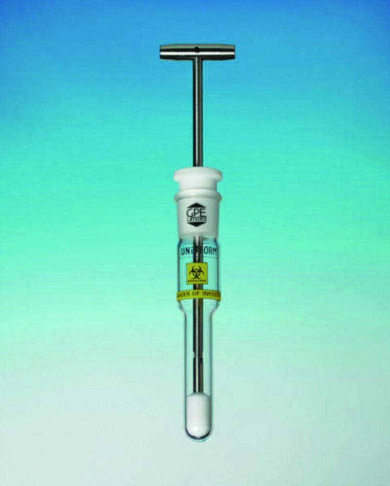 GPE Homogenizer Safe Seal 15ml 250mm with PTFE Pestle Handle from Stainless Steel PTFE Stopper

