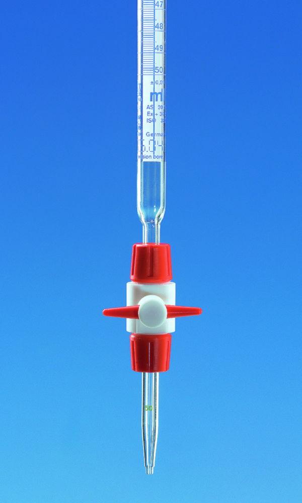 BRAND Compact Burette 25:0.05 mL PTFE Stopcock, BLAUBRAND, Borosilicate 3.3, Schellbach Stripes