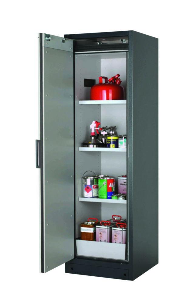 Asecos Safety Cabinet Q-PEGASUS-90 WDACL 599 x 615 x 1953 mm (WxDxH), Grey RAL 7035, 3 Shelves, 1 Perforated