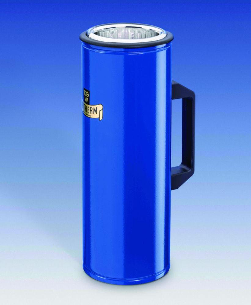 KGW Schieder Dewar Flask Type G 7 C 1.2 Ltr. Blue Coated Aluminium Case, 350x67 mm, Cylindrical Shape, with Handle