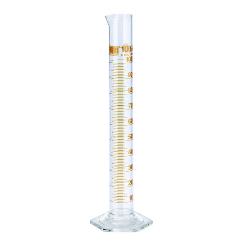 Hirschmann Measuring Cylinder 2000 ml, Cl. AS DURAN, Ring Graduation, Amber Graduated, Conformity Certified