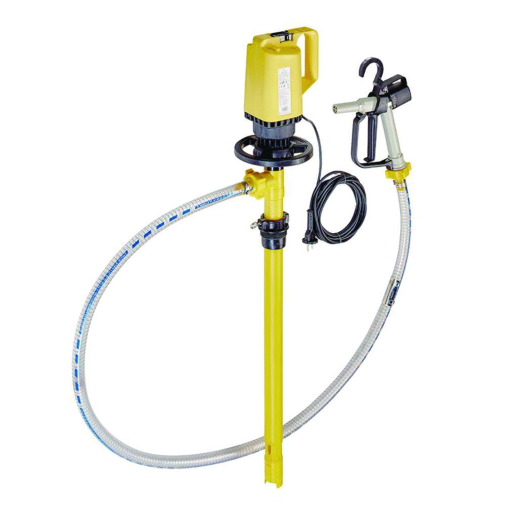 Lutz Electrical Barrel and Container Pump Set Acids PP, Depth of Immersion 1200 mm, including Accessories, Flowrate 85 l/min, 230 V, 500 W, IP 24

