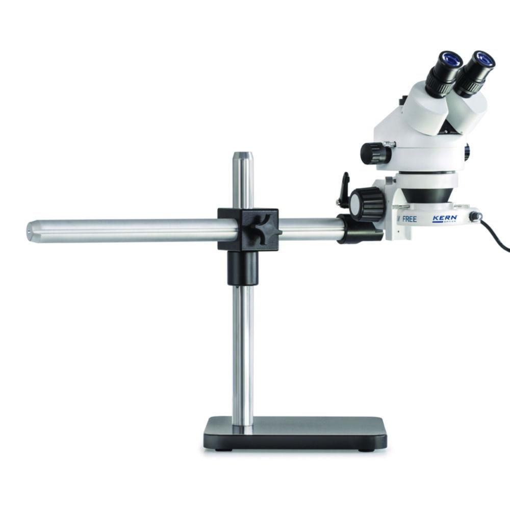 Kern Stereo Microscope Set Trinocular 0.7–4.5x, Telescopic Arm Stand with Plate, LED Ring Light, UK Plug