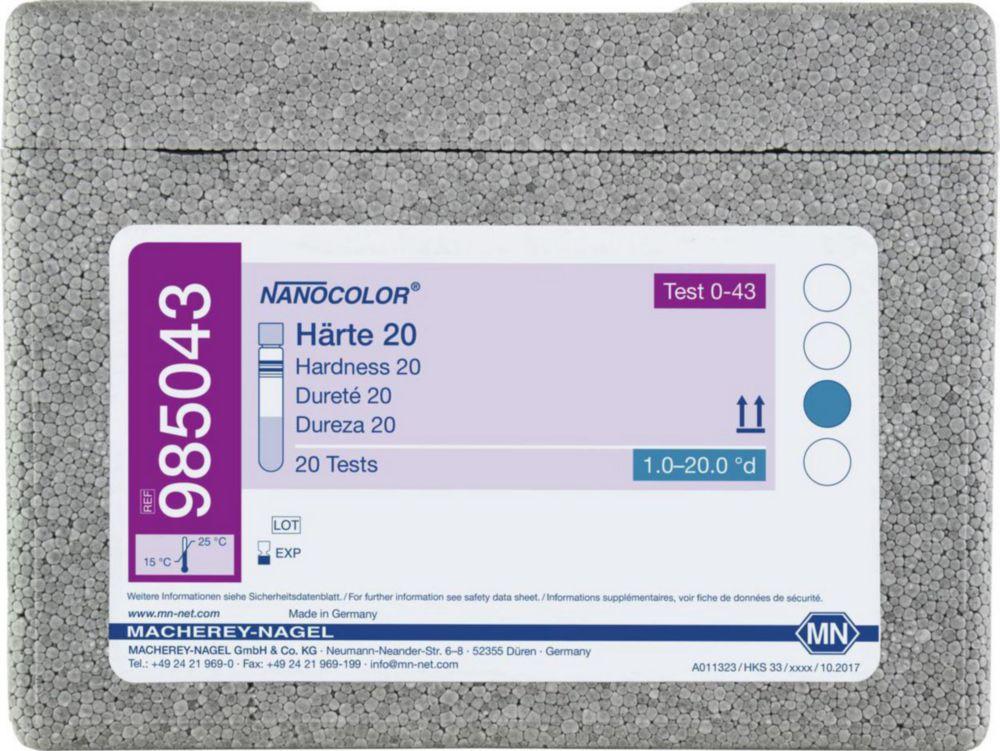 Macherey-Nagel Nanocolor Hardness 20 for Determination of Total Hardness, Calcium, and Magnesium, Tube Test with Barcode, Pack of 20 Tests

