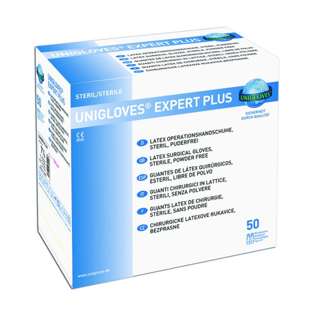 Unigloves Disposable Gloves Expert Plus, Size 6.5, Latex, Sterile, Powder Free, Pack of 50

