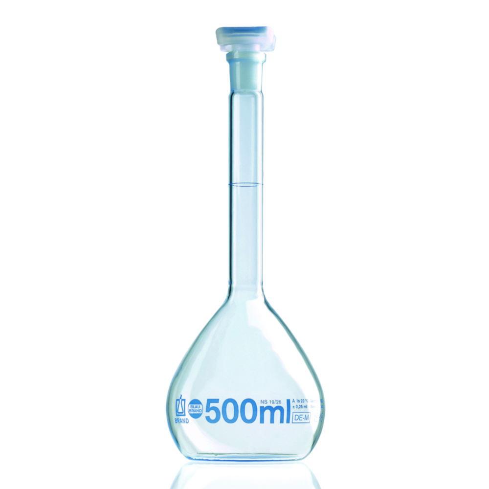 BRAND BLAUBRAND Volumetric Flask, Class A, DE-M, 25 ml, W, NS 12/21 Boro 3.3, PP Stopper, Individual Certificate

