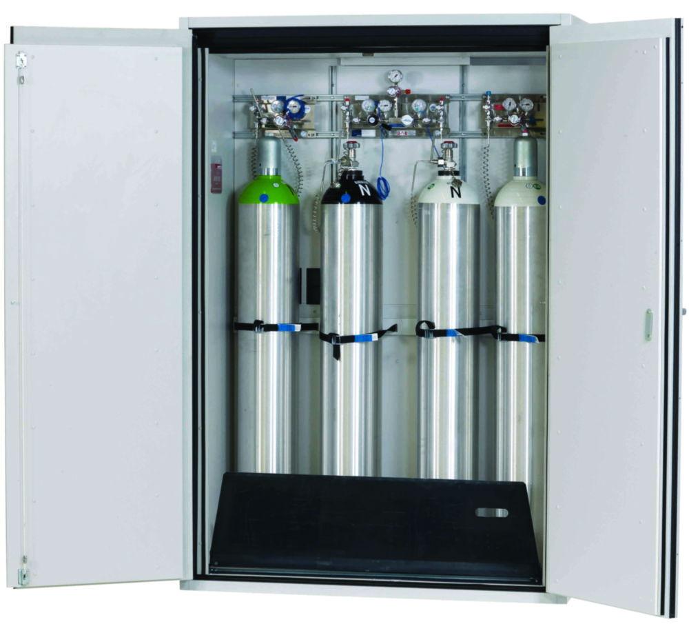 Asecos Gas Cylinder Cabinet G-ULTIMATE-90 WD RAL 7035 Lightgrey, 1400 x 615 x 2050 mm, Including Mounting Rail, Bottle Holder