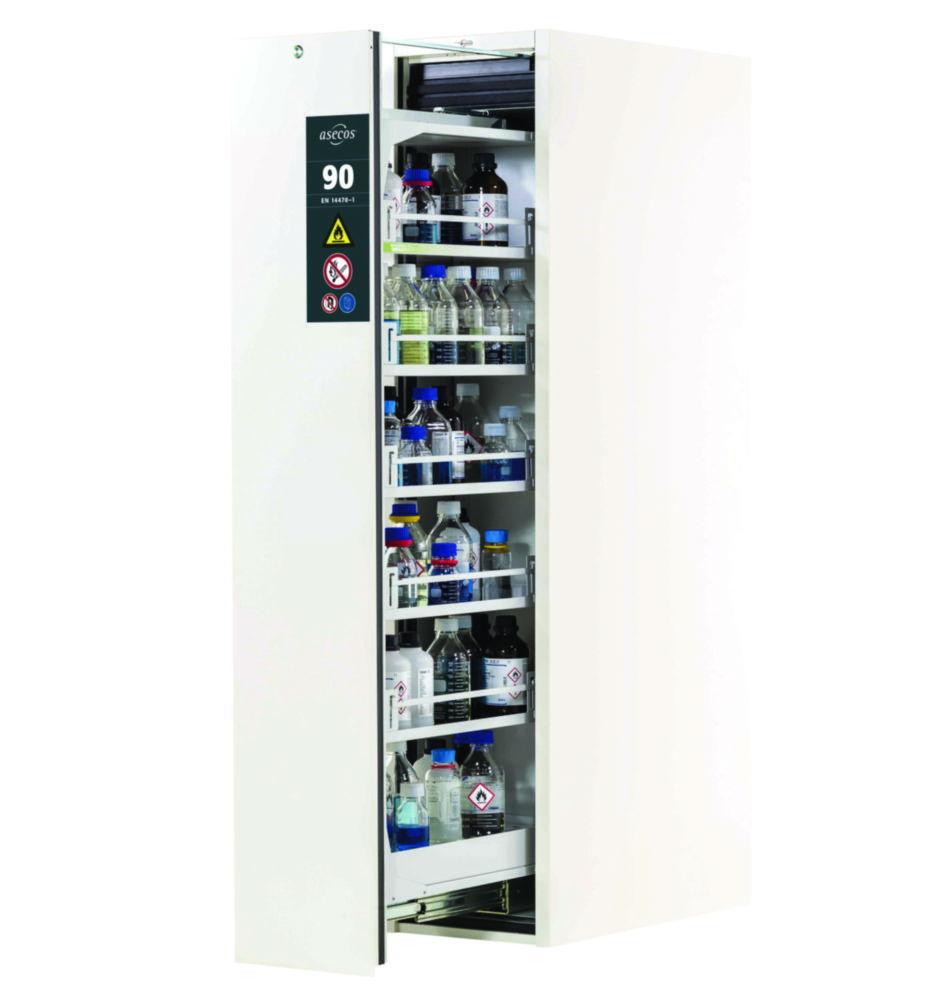 asecos Safety Storage Cabinet Type 90 V-MOVE, 449 x 860 x 1966 mm, Vertical Drawer, RAL 9010