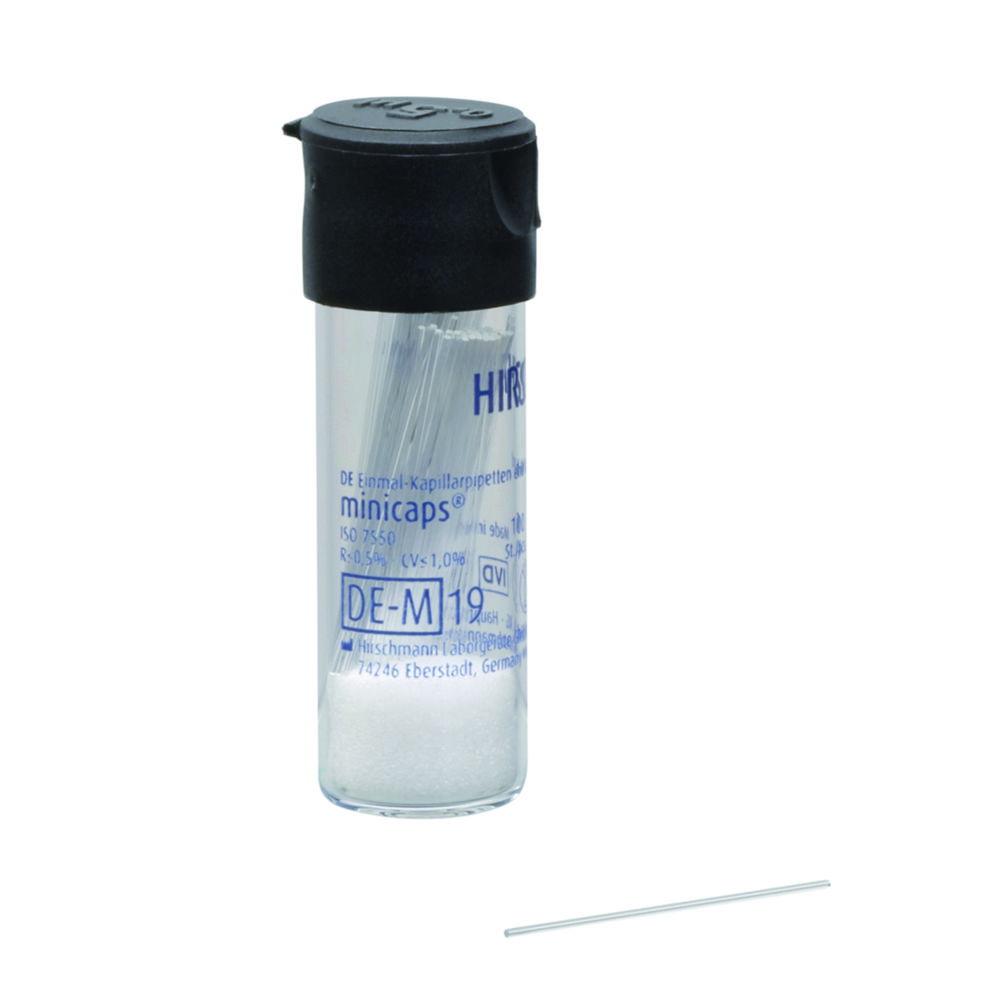 Hirschmann Laborgeräte Capillary Pipettes 40µL MiniCaps, Pack of 100, 30mm Length