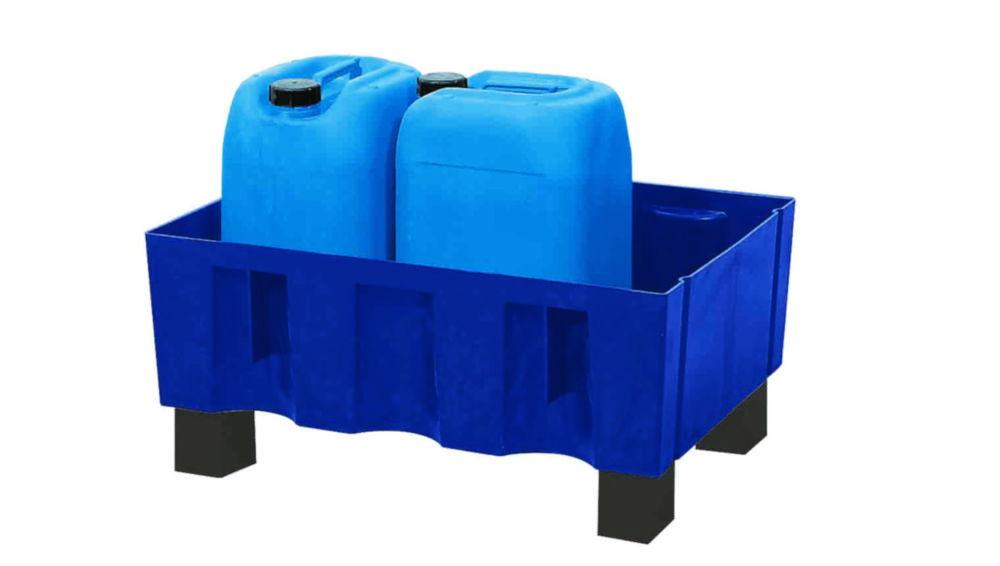 Asecos Drain Tray 714 x 525 x 330 mm, PE, Payload 150 kg, Without Grating, With Feet