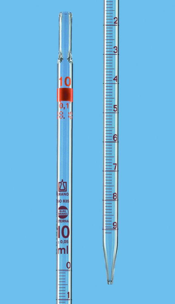 BRAND BLAUBRAND ETERNA Measuring Pipette 20 mL: 0.1 mL, AR-Glass, Class AS, Full Drownspout, Brown Graduation, Pack of 6

