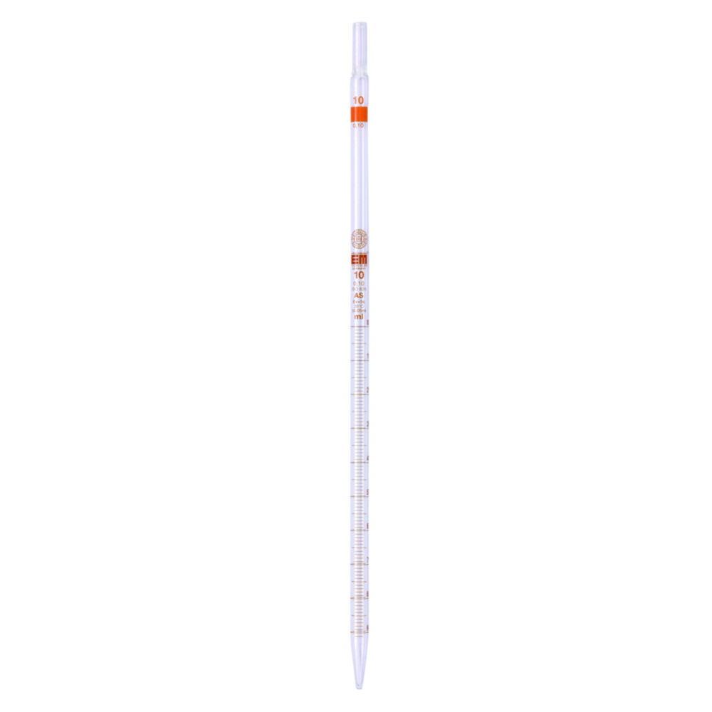 Hirschmann Laborgeräte Graduated Pipette 1:0.1 ml 360 mm Length Class AS Main Point Ring Graduation Graduated to Top Amber Graduated

