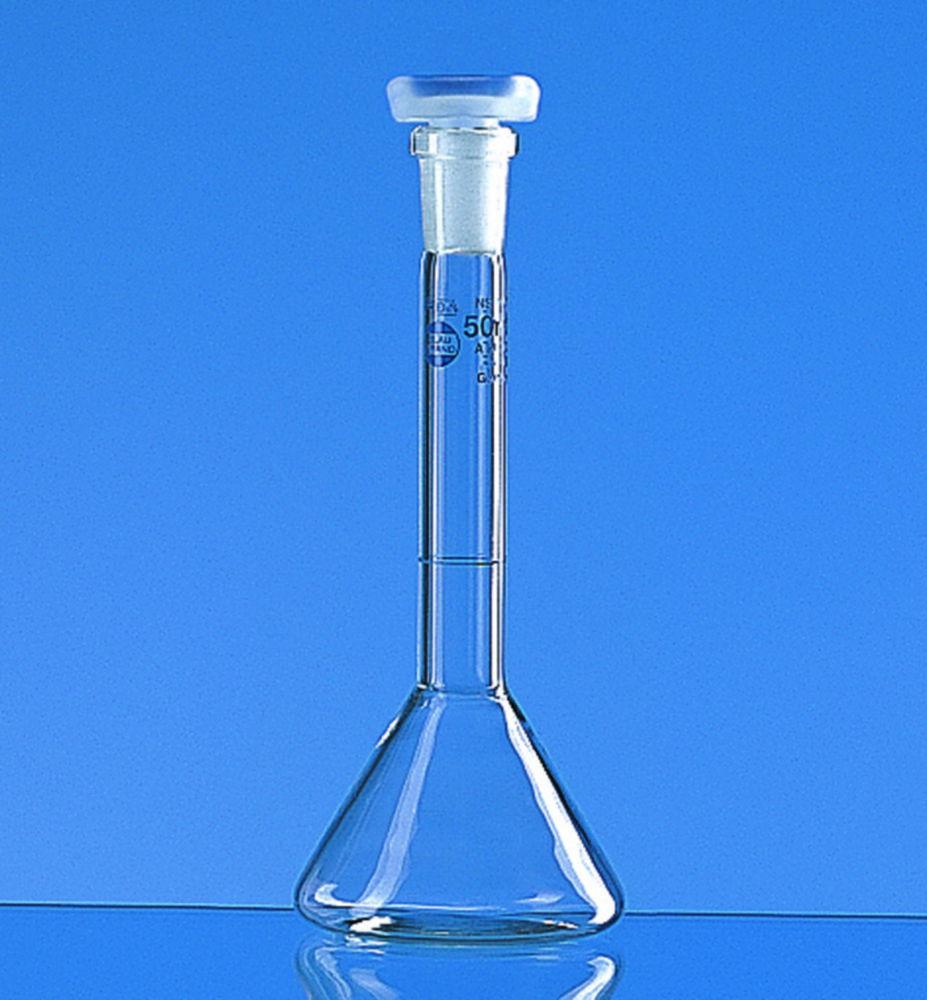BRAND BLAUBRAND Volumetric Flask Trapezoidal, Class A, DE-M, 10 ml, NS 10/19, Boro 3.3, PP Stopper, Individual Certificate

