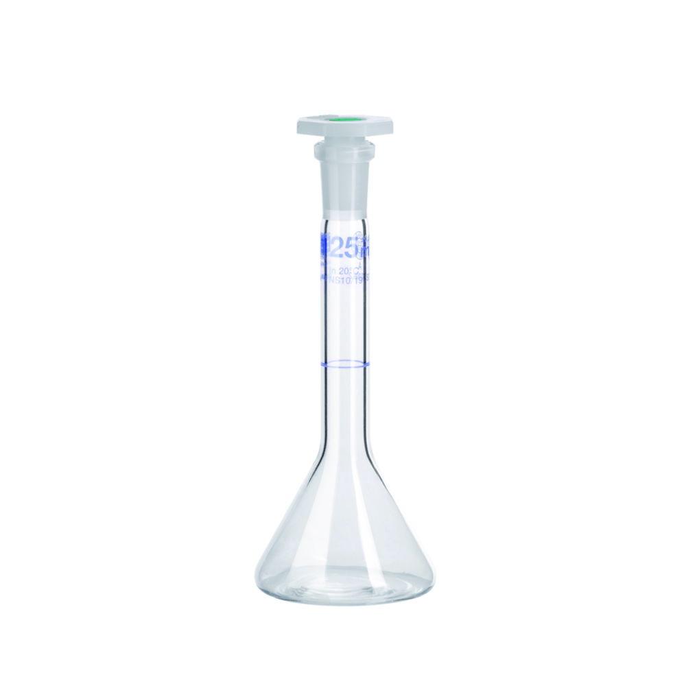 Hirschmann Volumetric Flask 50 ml, Cl. A, DURAN NS 12/21 with PP Stopper, Trapezoidal Shape, Pack of 2