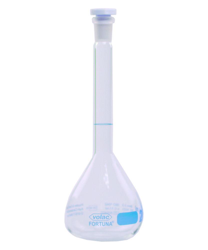 Poulten & Graf Volumetric Flask 50 mL, NS 12.5/21, Class A, Borosilicate Glass, Certified with PP Stopper and Blue Colringmark