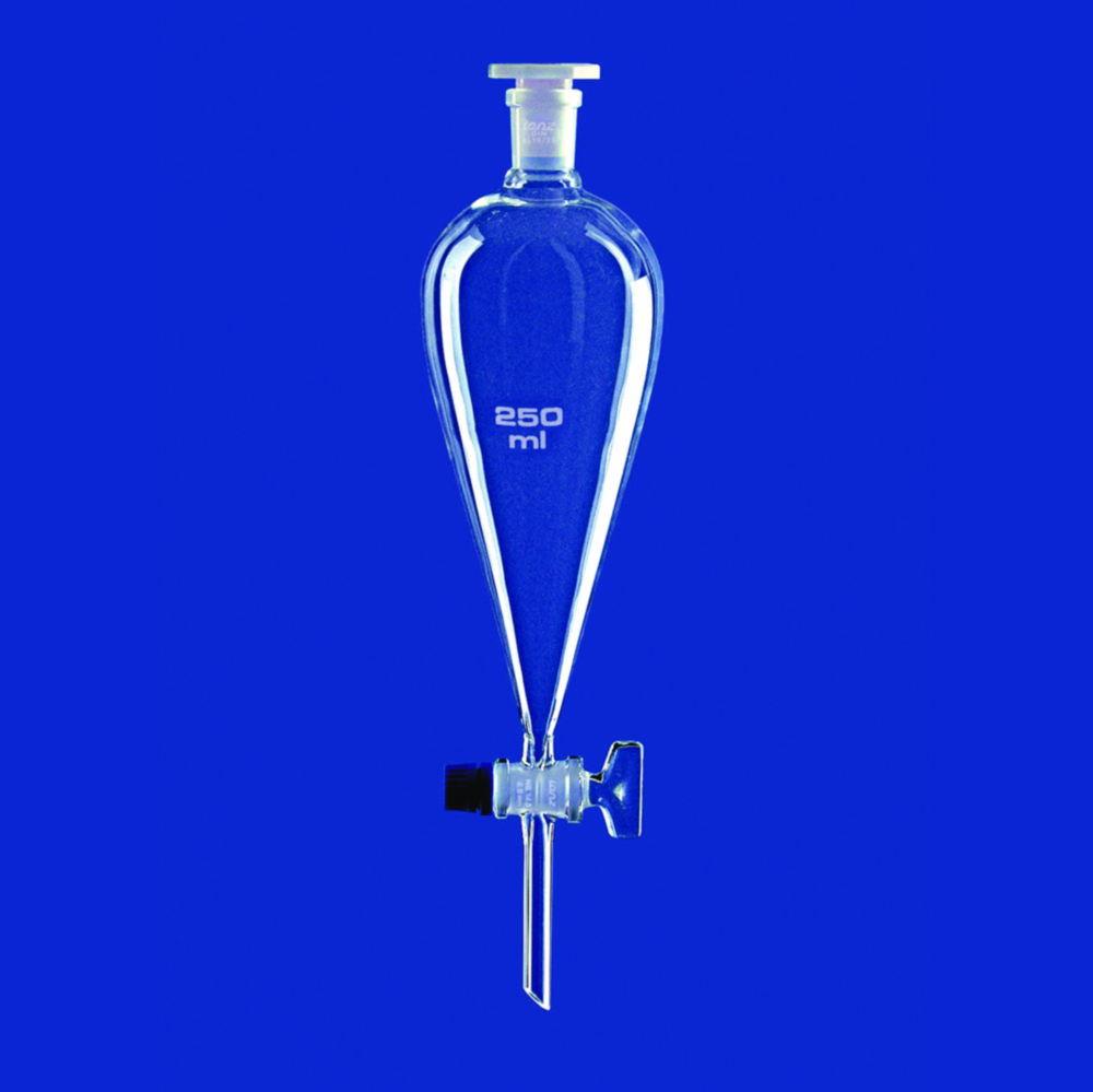 Lenz-Laborglas Separating Funnel 2000 ml, Squibb, Glass Key, NS 29/32, PE-Stopper, Bore 6.0 mm, Borosilicate 3.3, Without Graduation

