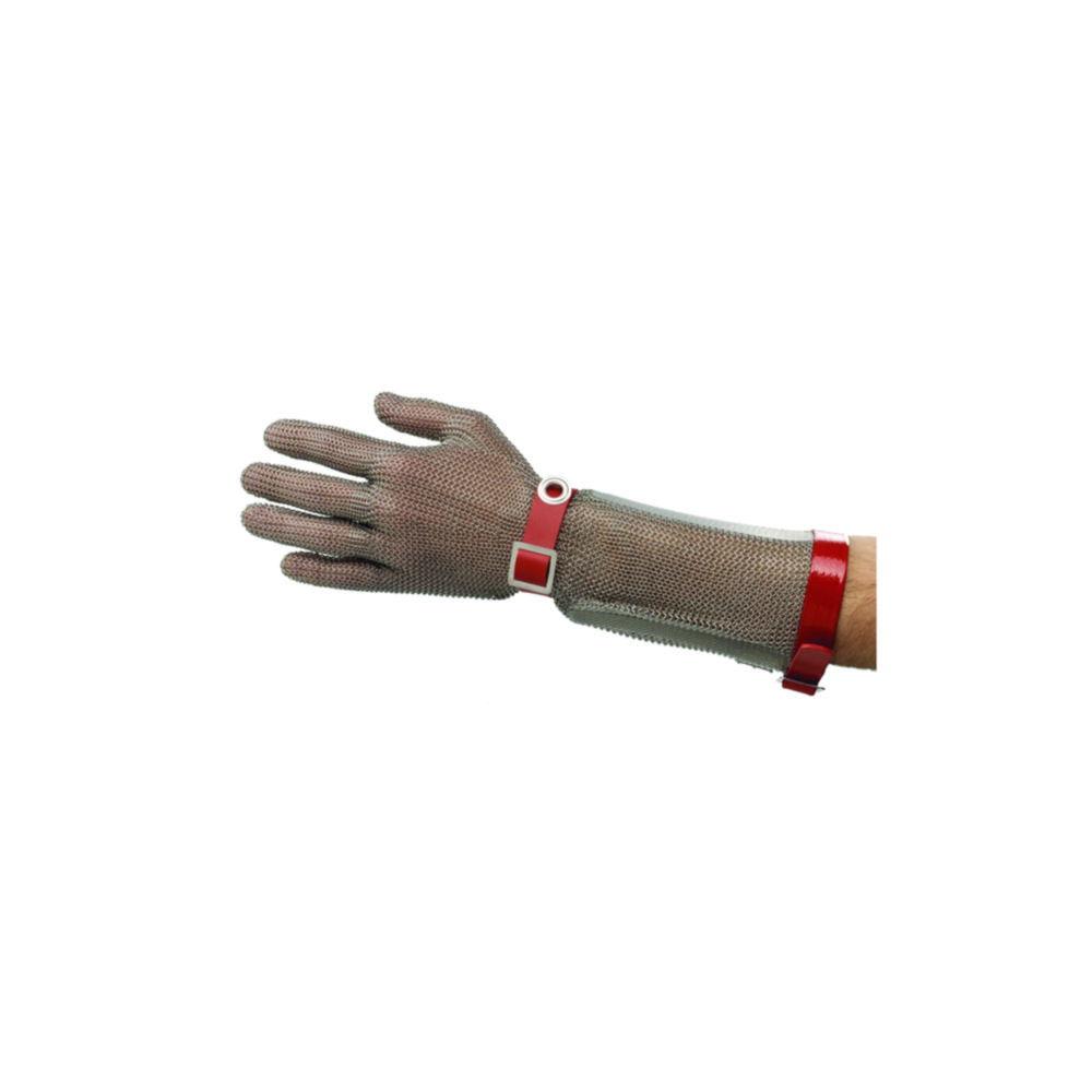 5-finger-glove with long cuff size XS, green, reversible, with polyurethane strap - press-stud fastening