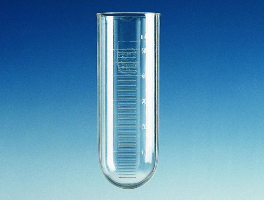 BRAND Centrifuge Tubes 50 mL, 35 x 99 mm, PC, Straight Rim, Round Bottom, Graduated, Division 1 mL, Clear