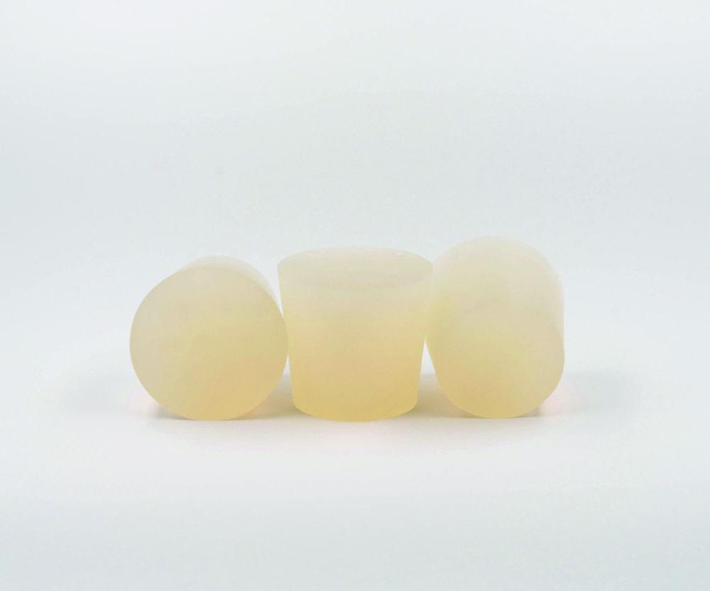 Deutsch & Neumann Silicone Stopper 64.5 x 75.5 x 55 mm with 1 Bore à 7 mm acc. to DIN 12871 (VMQ) Transparent

