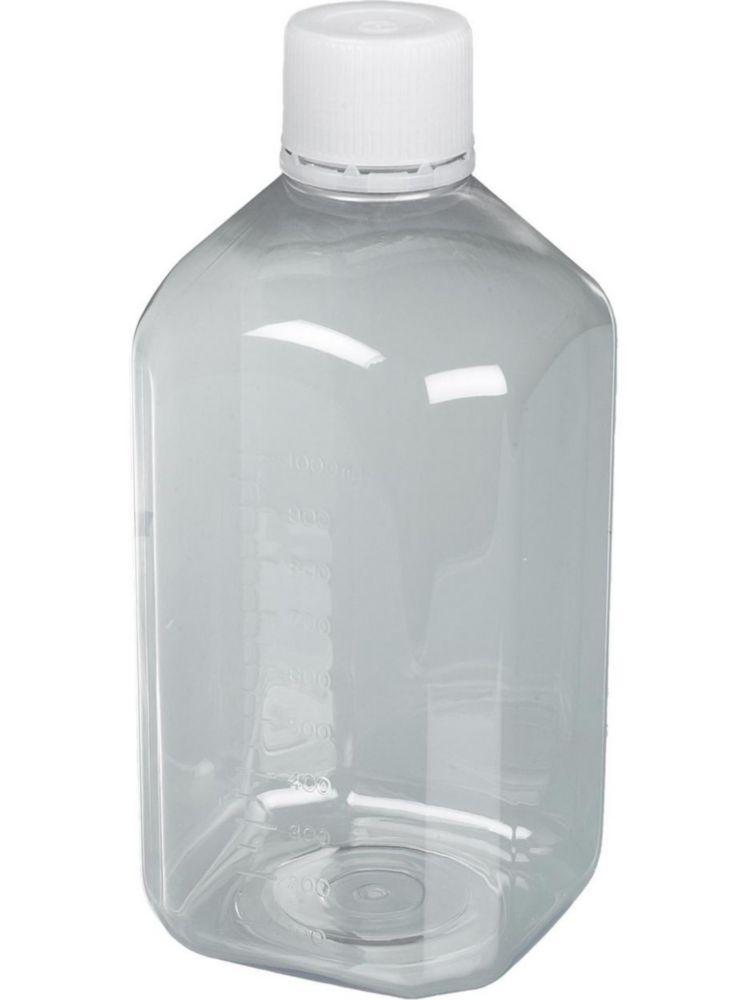 Bürkle Laboratory Bottle 1000 ml, PET, Sterile with Tamper-Evident Cap, Moulded Graduation, Transparent (Pack of 12)​