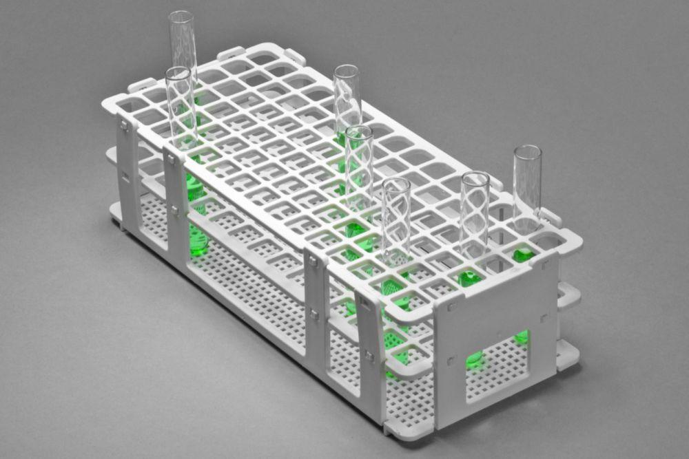 Bel-Art Test Tube Rack 90 Places, D: 13 mm, 6 x 15, White, Autoclavable