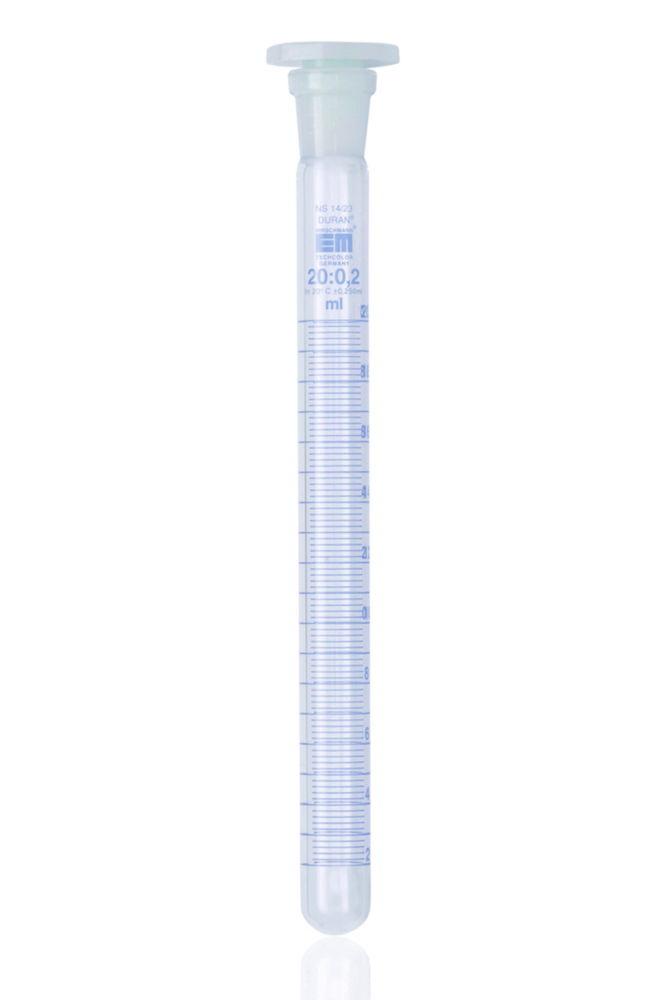 Hirschmann Laborgeräte Test Tube 20.0,1 ml, NS Ground, PE Plug, Blue Graduated