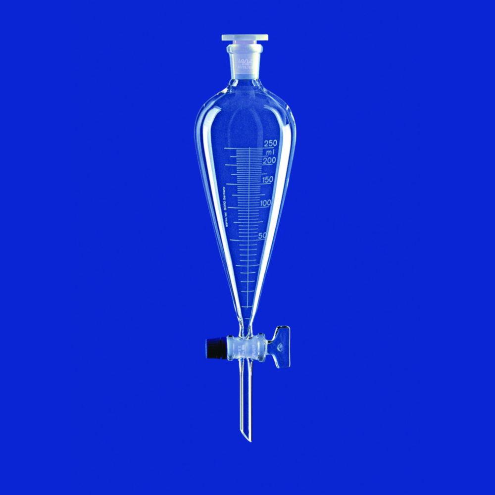 Lenz-Laborglas Separating Funnel 2000ml, Squibb, Glass Key, NS 29/32, PE-Stopper, Bore 6.0mm, Grad. 50ml, Borosilicate 3.3

