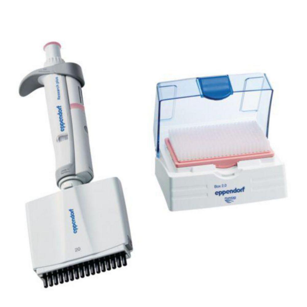 Eppendorf Research Plus 16-Channel Variable Pipette, 1–20 µL, Light Pink, including epT.I.P.S. Box

