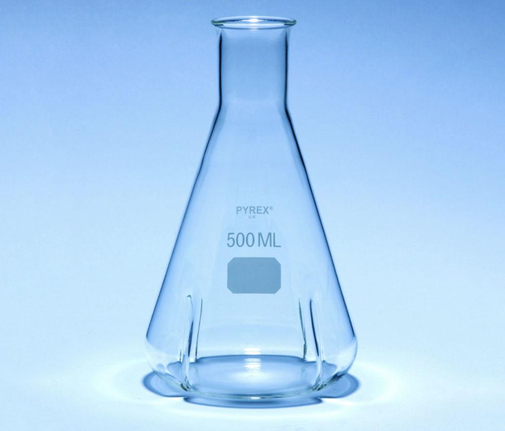 DWK Baffled Flasks 500 mL with 4 Baffles, Borosilicate Glass (Pack of 5)