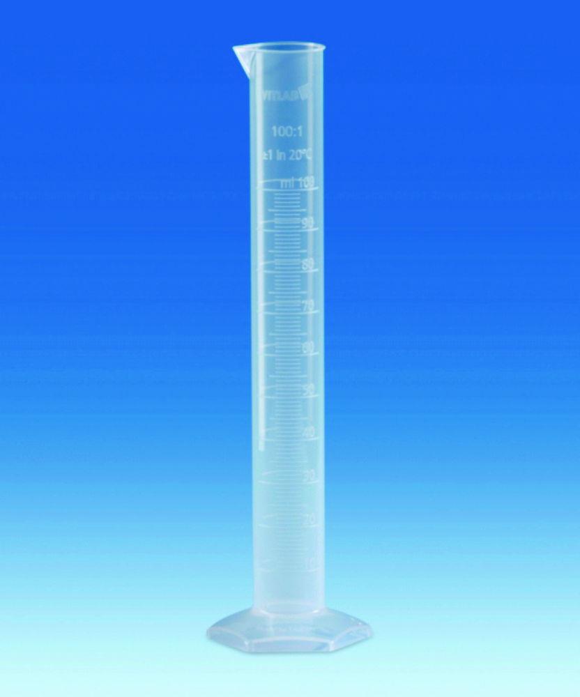 VITLAB Measuring Cylinder 25 ml, PP, Tall Form, Class B, Moulded Graduation