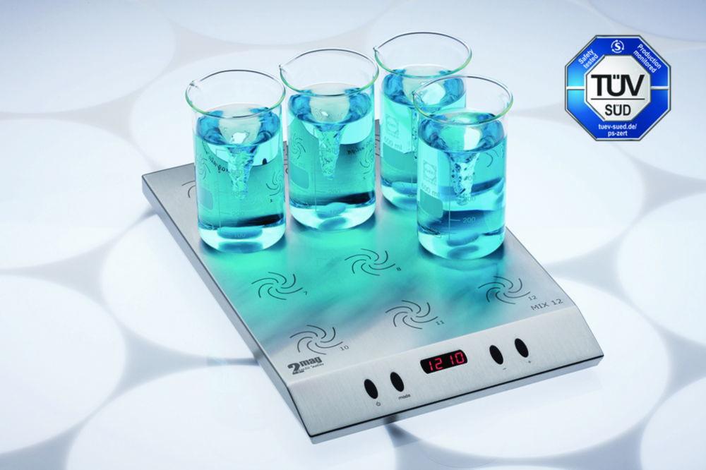 2mag Multiple Magnetic Stirrer MIX 12 XL for 12 x 600ml Beaker Glasses (Tall Form), 100-1600 rpm