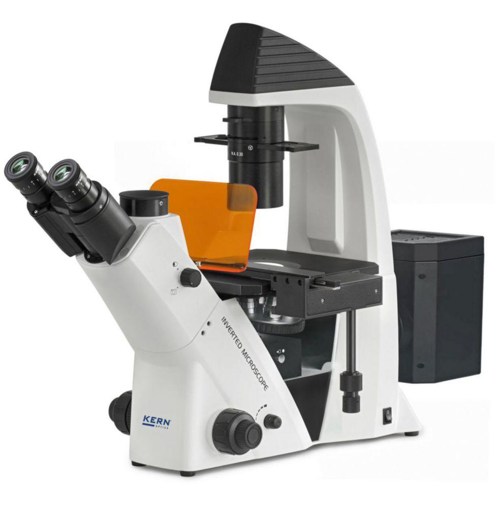 Kern OCM 165 Inverted Fluorescence Microscope HWF 10×/22 mm, 6V/30W Halogen (Transmitted), 100W HBO (Reflected)

