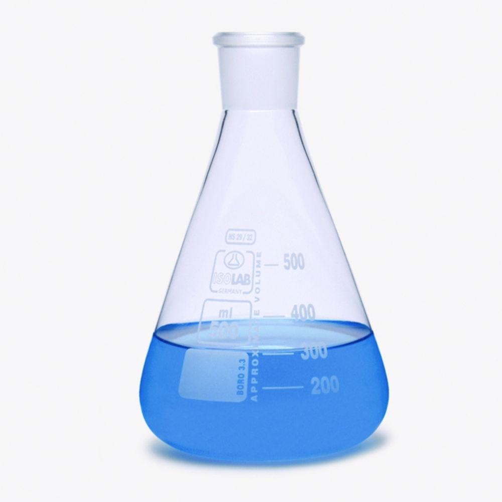 ISOLAB Erlenmeyer Flask 100 mL NS 19/26 Boro 3.3 White Graduated (without Stopper)