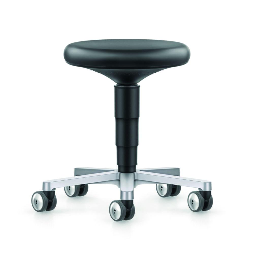 Interstuhl Büromöbel Cleanroom Stool 2 with Castors, Black Imitation Leather Upholstery
