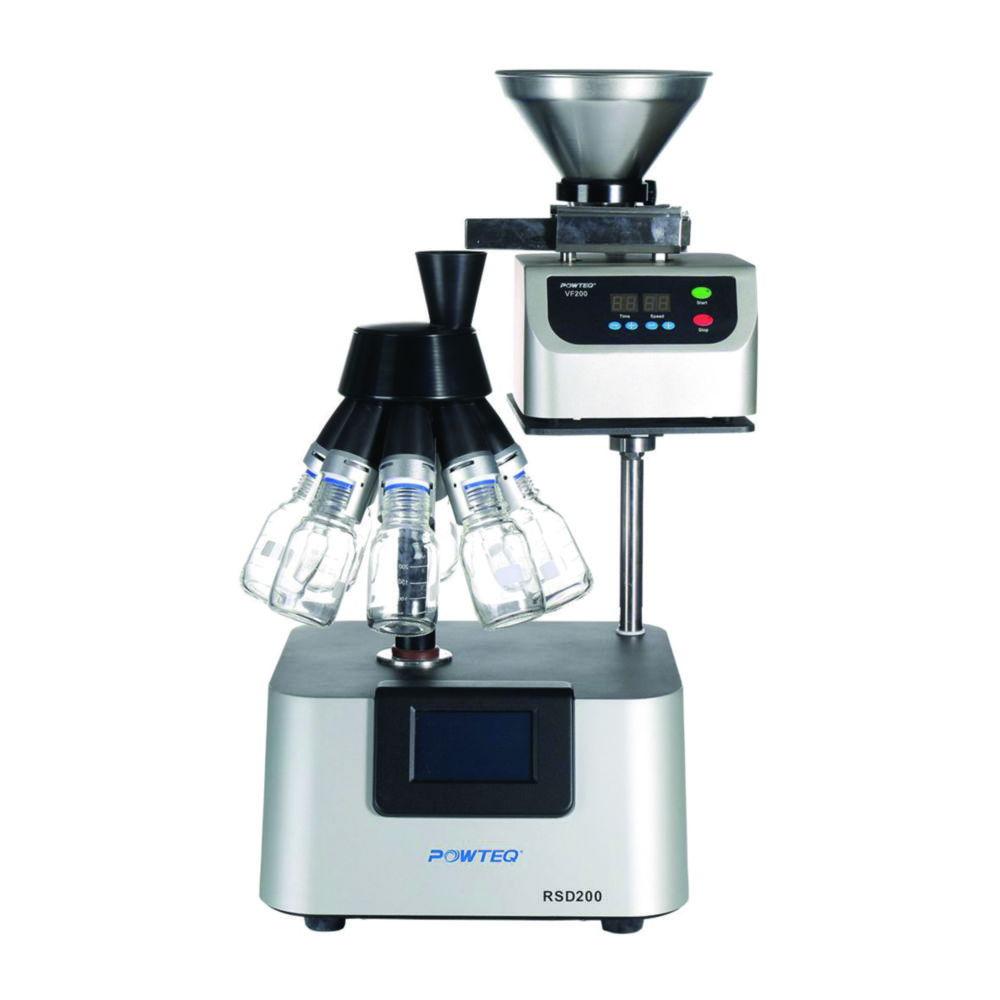 Powteq Rotary Sample Divider RSD200 including Host Vibratory Feeder VF200 and 10 Sample Bottles 250 ml