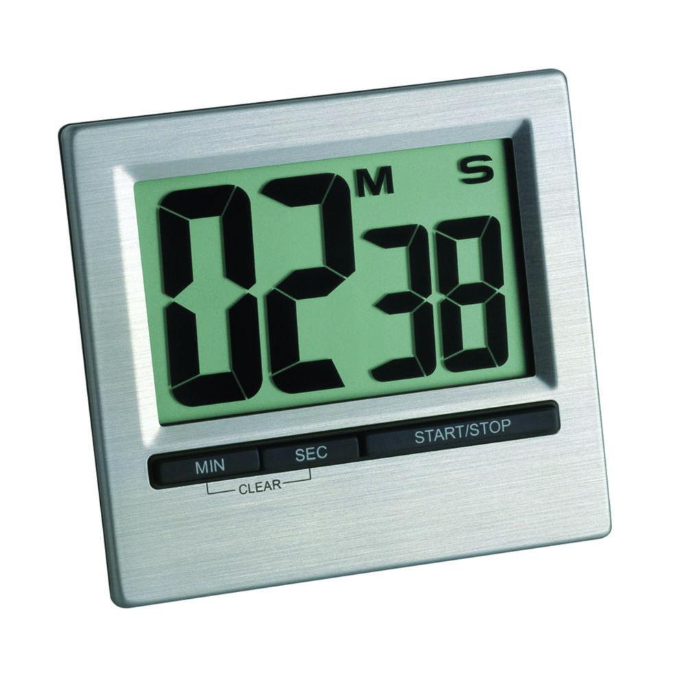 TFA Dostmann Electronic Timer, Silver, Up to 99 Min, Memory Function, Attachment Magnet