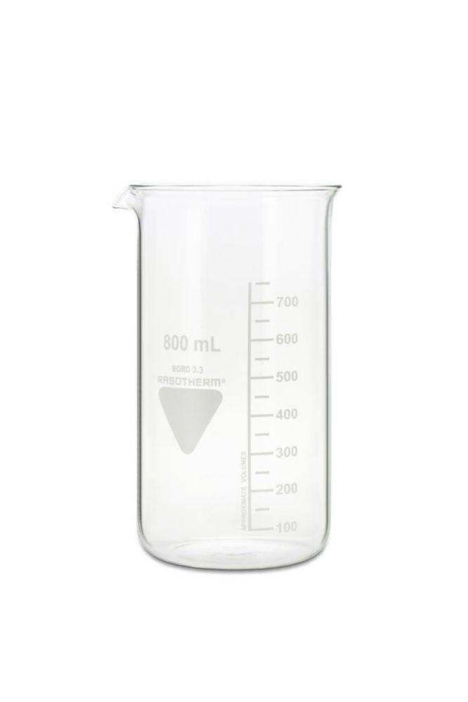 Scherf Präzision Beakers 800 mL, High Form, Boro 3.3, with Division and Spout (Pack of 10)