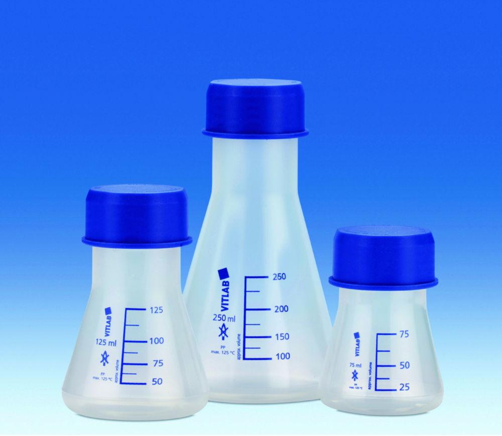 VITLAB Erlenmeyer Flask 125 mL, PP, GL-45 with Screw Cap (PP)